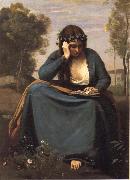 Corot Camille Reader crowned of flowers or The Muse of virgil France oil painting artist
